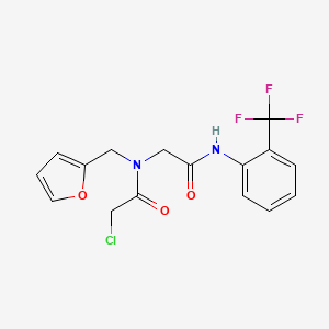 molecular formula C16H14ClF3N2O3 B2590411 2-氯-N-(呋喃-2-基甲基)-N-({[2-(三氟甲基)苯基]氨基羰基}甲基)乙酰胺 CAS No. 878259-81-5