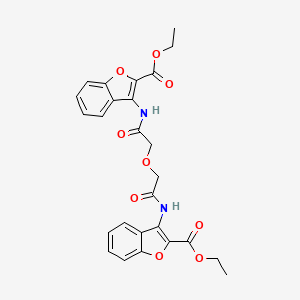 molecular formula C26H24N2O9 B2590417 Diethyl 3,3'-((2,2'-oxybis(acetyl))bis(azanediyl))bis(benzofuran-2-carboxylate) CAS No. 477502-19-5