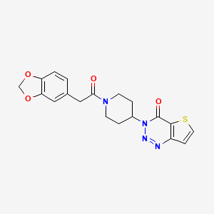 molecular formula C19H18N4O4S B2590426 3-(1-(2-(苯并[d][1,3]二氧杂环-5-基)乙酰)哌啶-4-基)噻吩并[3,2-d][1,2,3]三嗪-4(3H)-酮 CAS No. 2034558-42-2
