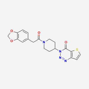 molecular formula C19H18N4O4S B2590426 3-(1-(2-(Benzo[d][1,3]dioxol-5-yl)acetyl)piperidin-4-yl)thieno[3,2-d][1,2,3]triazin-4(3H)-on CAS No. 2034558-42-2