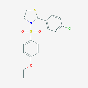 molecular formula C17H18ClNO3S2 B259043 2-(4-Chlorophenyl)-3-[(4-ethoxyphenyl)sulfonyl]-1,3-thiazolidine 