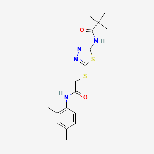 molecular formula C17H22N4O2S2 B2590435 N-(5-((2-((2,4-dimethylphenyl)amino)-2-oxoethyl)thio)-1,3,4-thiadiazol-2-yl)pivalamide CAS No. 392295-45-3