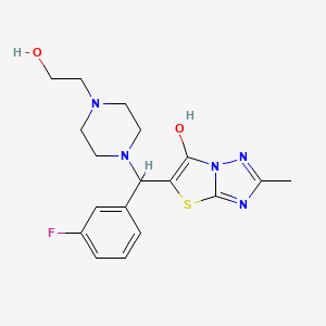 molecular formula C18H22FN5O2S B2590444 5-((3-氟苯基)(4-(2-羟乙基)哌嗪-1-基)甲基)-2-甲基噻唑并[3,2-b][1,2,4]三唑-6-醇 CAS No. 851810-50-9
