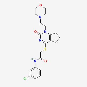 molecular formula C21H25ClN4O3S B2590453 N-(3-chlorophenyl)-2-((1-(2-morpholinoethyl)-2-oxo-2,5,6,7-tetrahydro-1H-cyclopenta[d]pyrimidin-4-yl)thio)acetamide CAS No. 950461-91-3