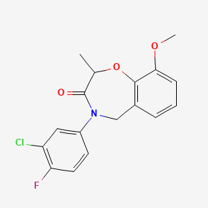 molecular formula C17H15ClFNO3 B2590457 4-(3-chloro-4-fluorophenyl)-9-methoxy-2-methyl-4,5-dihydro-1,4-benzoxazepin-3(2H)-one CAS No. 1396808-92-6