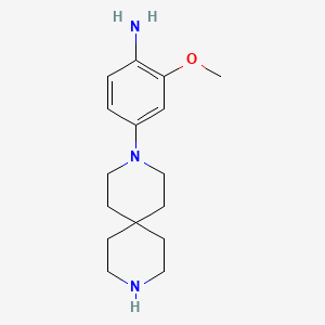 molecular formula C16H25N3O B2590468 4-{3,9-二氮杂螺[5.5]十一烷-3-基}-2-甲氧基苯胺 CAS No. 2007917-26-0