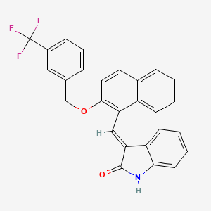 molecular formula C27H18F3NO2 B2590471 (3E)-3-[(2-{[3-(trifluoromethyl)phenyl]methoxy}naphthalen-1-yl)methylidene]-2,3-dihydro-1H-indol-2-one CAS No. 866138-27-4