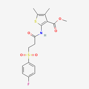 Methyl 2-[3-(4-fluorophenyl)sulfonylpropanoylamino]-4,5-dimethylthiophene-3-carboxylate