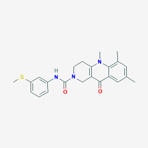 molecular formula C23H25N3O2S B2590477 5,6,8-trimethyl-N-(3-(methylthio)phenyl)-10-oxo-3,4,5,10-tetrahydrobenzo[b][1,6]naphthyridine-2(1H)-carboxamide CAS No. 1251677-66-3