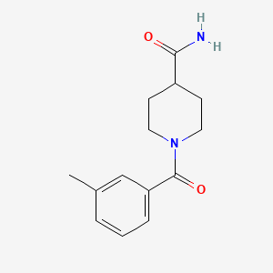 molecular formula C14H18N2O2 B2590479 1-(3-メチルベンゾイル)ピペリジン-4-カルボキサミド CAS No. 418777-87-4