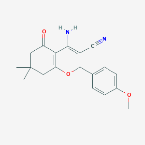 molecular formula C19H20N2O3 B259048 4-amino-2-(4-methoxyphenyl)-7,7-dimethyl-5-oxo-5,6,7,8-tetrahydro-2H-chromene-3-carbonitrile 
