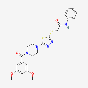2-((5-(4-(3,5-dimethoxybenzoyl)piperazin-1-yl)-1,3,4-thiadiazol-2-yl)thio)-N-phenylacetamide