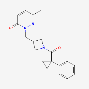 molecular formula C19H21N3O2 B2590499 6-Methyl-2-{[1-(1-phenylcyclopropanecarbonyl)azetidin-3-yl]methyl}-2,3-dihydropyridazin-3-one CAS No. 2200697-63-6