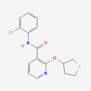 molecular formula C16H15ClN2O2S B2590509 N-(2-chlorophenyl)-2-((tetrahydrothiophen-3-yl)oxy)nicotinamide CAS No. 2034621-48-0