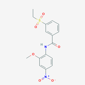 molecular formula C16H16N2O6S B2590511 3-乙基磺酰基-N-(2-甲氧基-4-硝基苯基)苯甲酰胺 CAS No. 941998-90-9