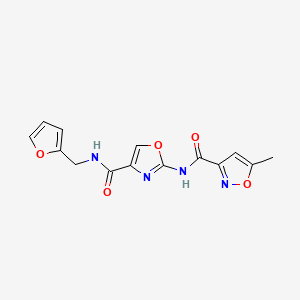 molecular formula C14H12N4O5 B2590512 N-(4-((呋喃-2-基甲基)氨基甲酰基)恶唑-2-基)-5-甲基异恶唑-3-甲酰胺 CAS No. 1421442-32-1