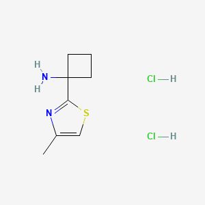 molecular formula C8H14Cl2N2S B2590513 1-(4-Methyl-1,3-thiazol-2-yl)cyclobutan-1-amine;dihydrochloride CAS No. 2287314-28-5