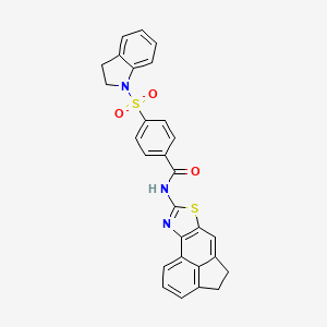 molecular formula C28H21N3O3S2 B2590514 N-(4,5-dihydroacenaphtho[5,4-d]thiazol-8-yl)-4-(indolin-1-ylsulfonyl)benzamide CAS No. 361172-87-4
