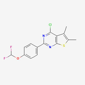 molecular formula C15H11ClF2N2OS B2590520 4-Chloro-2-[4-(difluoromethoxy)phenyl]-5,6-dimethylthieno[2,3-d]pyrimidine CAS No. 885460-87-7