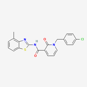 molecular formula C21H16ClN3O2S B2590523 1-(4-chlorobenzyl)-N-(4-methylbenzo[d]thiazol-2-yl)-2-oxo-1,2-dihydropyridine-3-carboxamide CAS No. 941952-25-6