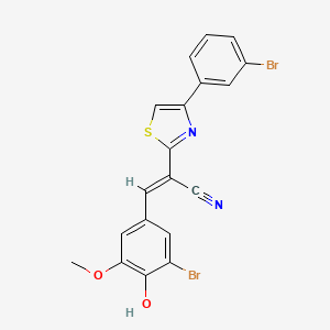 molecular formula C19H12Br2N2O2S B2590525 (E)-3-(3-bromo-4-hydroxy-5-methoxyphenyl)-2-(4-(3-bromophenyl)thiazol-2-yl)acrylonitrile CAS No. 683251-06-1
