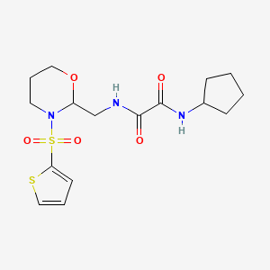 N1-cyclopentyl-N2-((3-(thiophen-2-ylsulfonyl)-1,3-oxazinan-2-yl)methyl)oxalamide