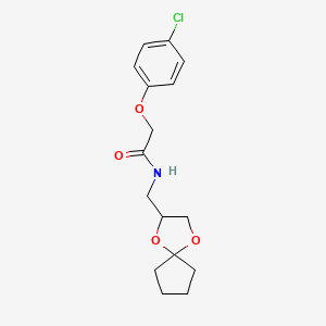 molecular formula C16H20ClNO4 B2590578 N-(1,4-二氧杂螺[4.4]壬烷-2-基甲基)-2-(4-氯苯氧基)乙酰胺 CAS No. 900007-04-7