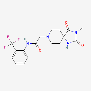 molecular formula C17H19F3N4O3 B2590580 2-(3-甲基-2,4-二氧代-1,3,8-三氮杂螺[4.5]癸烷-8-基)-N-(2-(三氟甲基)苯基)乙酰胺 CAS No. 923114-66-3