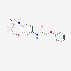 molecular formula C20H22N2O4 B2590630 N-(3,3-dimethyl-4-oxo-2,3,4,5-tetrahydrobenzo[b][1,4]oxazepin-8-yl)-2-(m-tolyloxy)acetamide CAS No. 921540-38-7