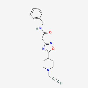 molecular formula C19H22N4O2 B2590637 N-benzyl-2-{5-[1-(prop-2-yn-1-yl)piperidin-4-yl]-1,2,4-oxadiazol-3-yl}acetamide CAS No. 1333866-45-7
