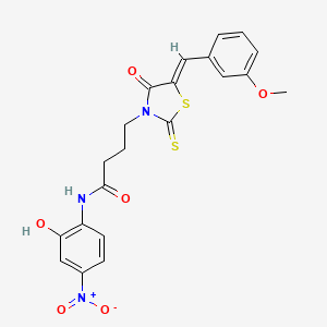 molecular formula C21H19N3O6S2 B2590639 N-(2-hydroxy-4-nitrophenyl)-4-[(5Z)-5-[(3-methoxyphenyl)methylidene]-4-oxo-2-sulfanylidene-1,3-thiazolidin-3-yl]butanamide CAS No. 476666-43-0