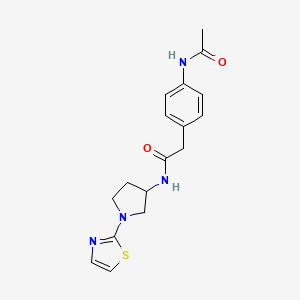 molecular formula C17H20N4O2S B2590648 2-(4-acetamidophenyl)-N-(1-(thiazol-2-yl)pyrrolidin-3-yl)acetamide CAS No. 1798542-05-8
