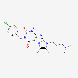 molecular formula C22H27ClN6O2 B2590658 3-(4-氯苄基)-8-(3-(二甲氨基)丙基)-1,6,7-三甲基-1H-咪唑并[2,1-f]嘌呤-2,4(3H,8H)-二酮 CAS No. 923393-97-9
