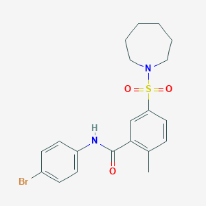 molecular formula C20H23BrN2O3S B259066 5-(azepan-1-ylsulfonyl)-N-(4-bromophenyl)-2-methylbenzamide 