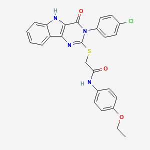 molecular formula C26H21ClN4O3S B2590664 2-((3-(4-chlorophenyl)-4-oxo-4,5-dihydro-3H-pyrimido[5,4-b]indol-2-yl)thio)-N-(4-ethoxyphenyl)acetamide CAS No. 536714-72-4