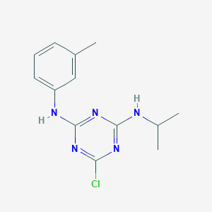 molecular formula C13H16ClN5 B259067 6-Chloro-N-isopropyl-N'-m-tolyl-[1,3,5]triazine-2,4-diamine 