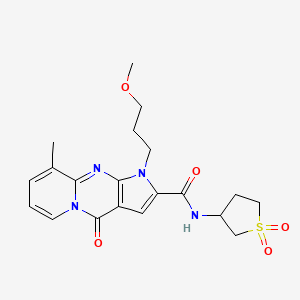 molecular formula C20H24N4O5S B2590676 N-(1,1-dioxidotetrahydrothiophen-3-yl)-1-(3-methoxypropyl)-9-methyl-4-oxo-1,4-dihydropyrido[1,2-a]pyrrolo[2,3-d]pyrimidine-2-carboxamide CAS No. 881292-93-9