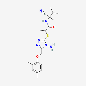 molecular formula C20H28N6O2S B2590679 2-({4-amino-5-[(2,4-dimethylphenoxy)methyl]-4H-1,2,4-triazol-3-yl}sulfanyl)-N-(1-cyano-1,2-dimethylpropyl)propanamide CAS No. 1111591-36-6