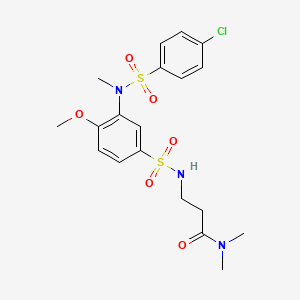 molecular formula C19H24ClN3O6S2 B2590680 3-(3-(4-chloro-N-methylphenylsulfonamido)-4-methoxyphenylsulfonamido)-N,N-dimethylpropanamide CAS No. 881936-25-0