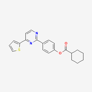 B2590704 4-[4-(2-Thienyl)-2-pyrimidinyl]phenyl cyclohexanecarboxylate CAS No. 477862-36-5