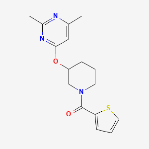 molecular formula C16H19N3O2S B2590706 （3-((2,6-二甲基嘧啶-4-基)氧基)哌啶-1-基)(噻吩-2-基)甲酮 CAS No. 2034472-70-1