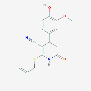 molecular formula C17H18N2O3S B259071 4-(4-Hydroxy-3-methoxyphenyl)-2-[(2-methylallyl)sulfanyl]-6-oxo-1,4,5,6-tetrahydro-3-pyridinecarbonitrile 