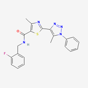 molecular formula C21H18FN5OS B2590716 N-(2-氟苄基)-4-甲基-2-(5-甲基-1-苯基-1H-1,2,3-三唑-4-基)噻唑-5-甲酰胺 CAS No. 1251585-49-5