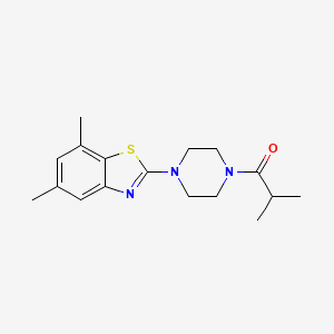 molecular formula C17H23N3OS B2590717 1-(4-(5,7-二甲基苯并[d]噻唑-2-基)哌嗪-1-基)-2-甲基丙烷-1-酮 CAS No. 897483-29-3