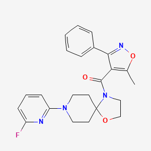 B2590719 [8-(6-Fluoro-2-pyridinyl)-1-oxa-4,8-diazaspiro[4.5]dec-4-yl](5-methyl-3-phenyl-4-isoxazolyl)methanone CAS No. 303151-56-6