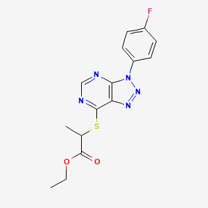 B2590720 Ethyl 2-[3-(4-fluorophenyl)triazolo[4,5-d]pyrimidin-7-yl]sulfanylpropanoate CAS No. 863460-56-4