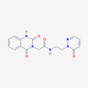 molecular formula C16H15N5O4 B2590727 2-(2,4-二氧代-1,2-二氢喹唑啉-3(4H)-基)-N-(2-(6-氧代吡哒嗪-1(6H)-基)乙基)乙酰胺 CAS No. 1207008-51-2