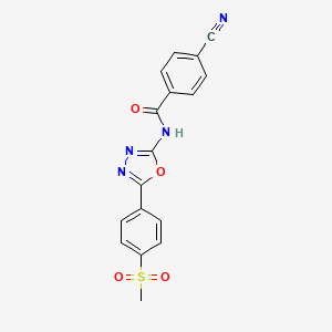 molecular formula C17H12N4O4S B2590729 4-氰基-N-[5-(4-甲基磺酰苯基)-1,3,4-恶二唑-2-基]苯甲酰胺 CAS No. 886910-67-4