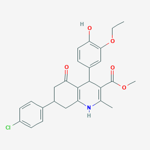 molecular formula C26H26ClNO5 B259073 Methyl 7-(4-chlorophenyl)-4-(3-ethoxy-4-hydroxyphenyl)-2-methyl-5-oxo-1,4,5,6,7,8-hexahydroquinoline-3-carboxylate 