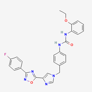 molecular formula C27H23FN6O3 B2590744 1-(2-ethoxyphenyl)-3-(4-((4-(3-(4-fluorophenyl)-1,2,4-oxadiazol-5-yl)-1H-imidazol-1-yl)methyl)phenyl)urea CAS No. 1358317-21-1